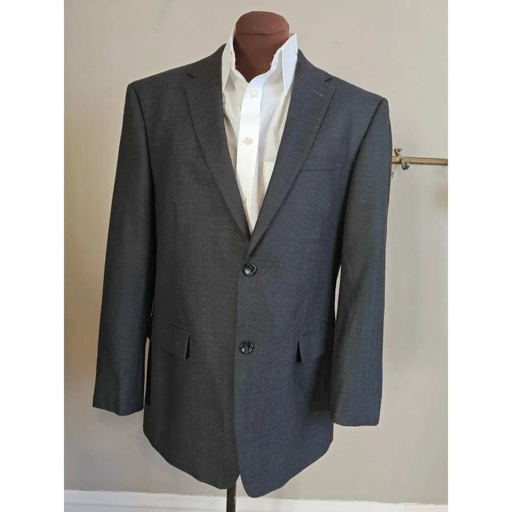 Montefino Mens Super 120s Sports Coat 42R Navy Pinstripe Hand Tailored Italy